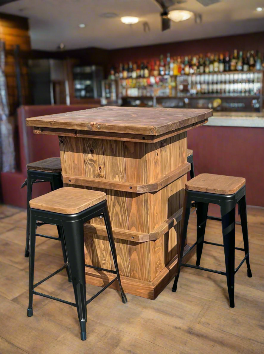 SPECIAL- Woolpress style bar leaner and 4 bar stools set